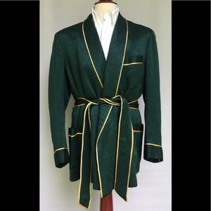Sulka men’s green silk smoking robe